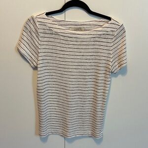 LOFT Striped Short Sleeve Tee - Cream and Black